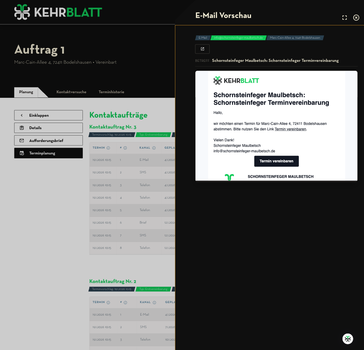 KehrBlatt – Kontaktvorlagen und Automatisierung